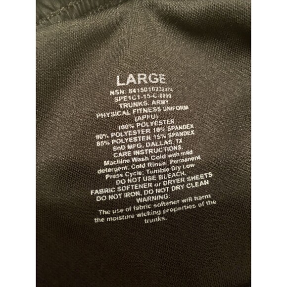 US Army Military Men's Running Training Shorts Size Large Black - Picture 2 of 7